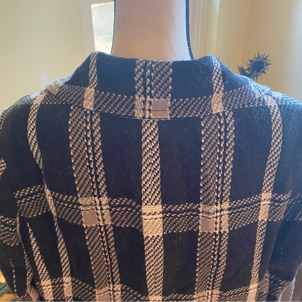 Coldwater Creek Women's Size 16 Jacket Textured Swing Black & White Check Plaid - Picture 4 of 12